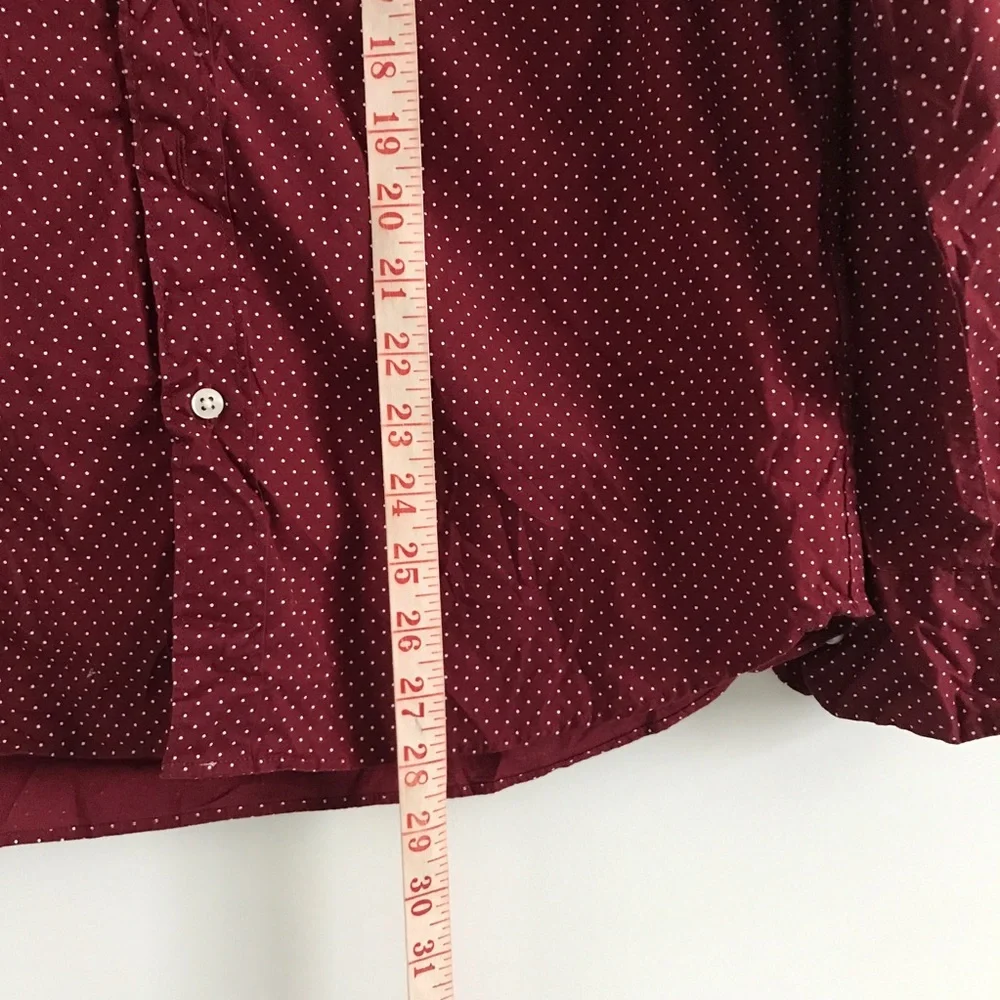 J CREW BURGUNDY DRESS SHIRT LONG SLEEVE BUTTON SLIM UNTUCK WOMENS LARGE
